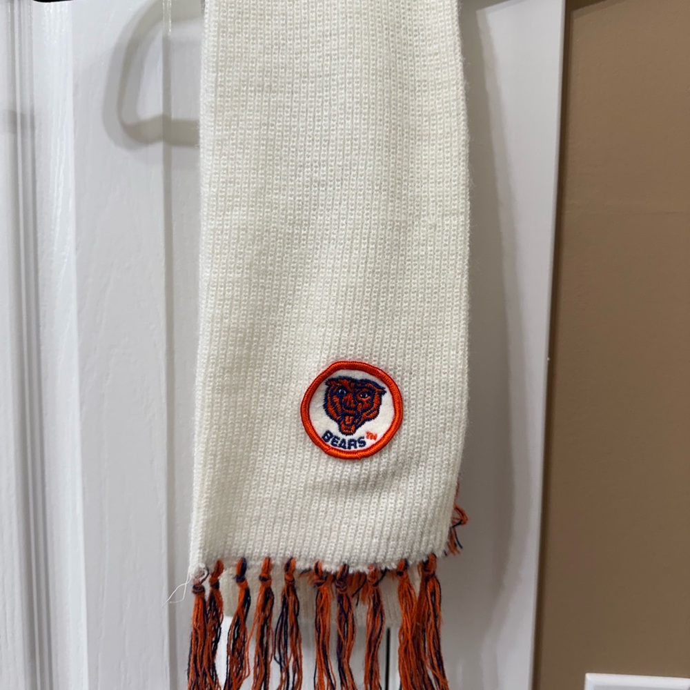 Chicago Bears Logo White Knit Scarf Vintage 1980s